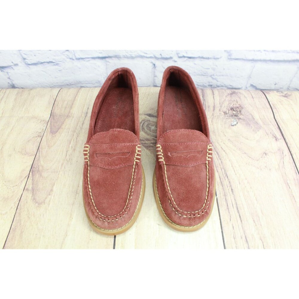 LL Bean Signature Suede Leather Penny Loafers Shoes Burnt Orange 6 M - Picture 5 of 8